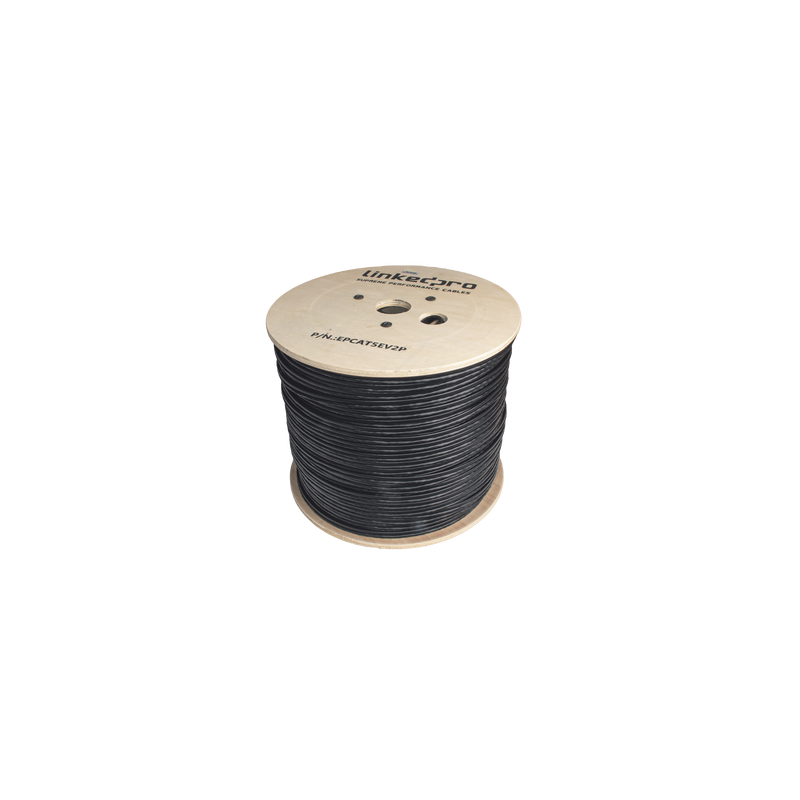 Bobina de Cable Siamés Cat5E CCA + 2 Cables Gruesos (16 AWG) para Alimentar Cámaras Más Lejos / 305m / Instalación en Exterior / Uso Industrial para Climas Extremos