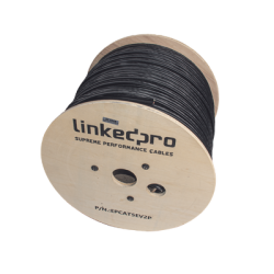 Bobina de Cable Siamés Cat5E CCA + 2 Cables Gruesos (16 AWG) para Alimentar Cámaras Más Lejos / 305m / Instalación en Exterior / Uso Industrial para Climas Extremos