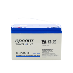 Acumulador EPCOM 12V, 100Ah Tecnología VRLA AGM Ciclo Profundo para Aplicaciones Fotovoltaicas terminales tipo M6 ( HEX )