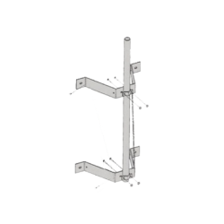 Montaje doble de pared con mástil de 2-3/8" x 0.154" x 6' (1.8 m).