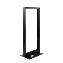 Rack de 2 Postes, Estándar 19", 24 Unidades, Fabricado en Acero, Base "L" para Anclar a Piso.