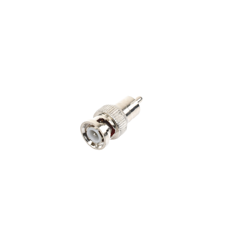 Adaptador en línea para 75 Ohm, de conector BNC macho a RCA macho en aplicaciones de Audio-Video para cámaras, monitores y DVR´s.
