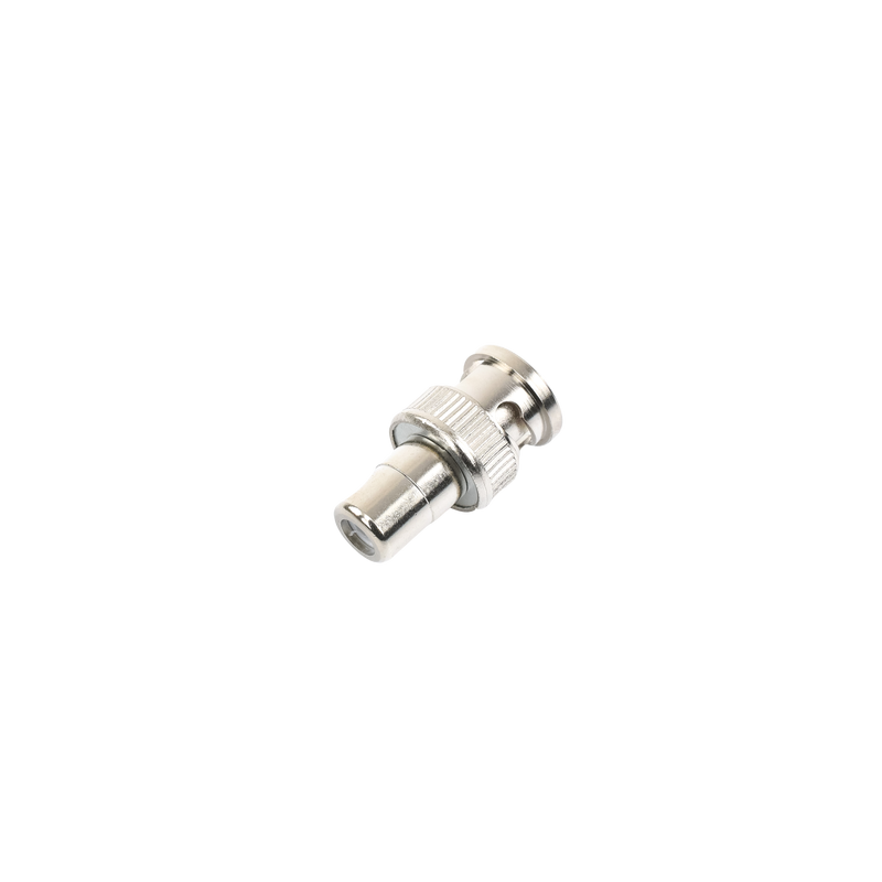 Adaptador en línea para 75 Ohm, de conector BNC macho a RCA hembra en aplicaciones de Audio-Video para cámaras, monitores y DVR´s.