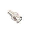 Adaptador en línea para 75 Ohm, de conector BNC macho a RCA hembra en aplicaciones de Audio-Video para cámaras, monitores y DVR´s.