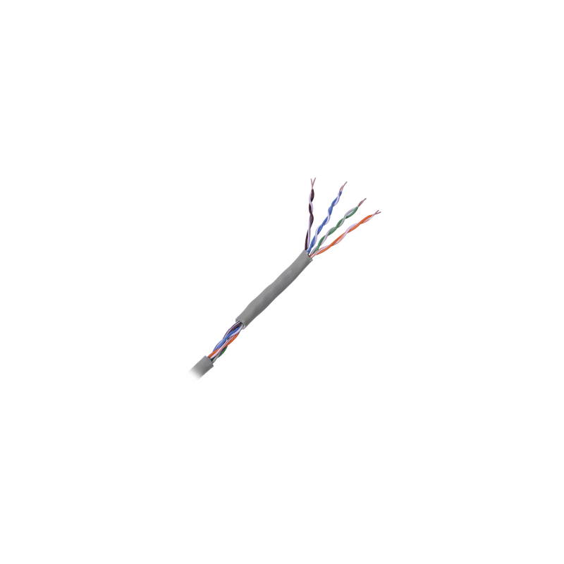 Cable Cat5e de alto rendimiento, con certificaciones ETL, UL, color gris, de 100 m ( 328 ft ) para aplicaciones en CCTV, redes de datos. Uso interior.