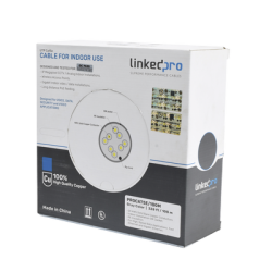 Cable Cat5e de alto rendimiento, con certificaciones ETL, UL, color gris, de 100 m ( 328 ft ) para aplicaciones en CCTV, redes de datos. Uso interior.