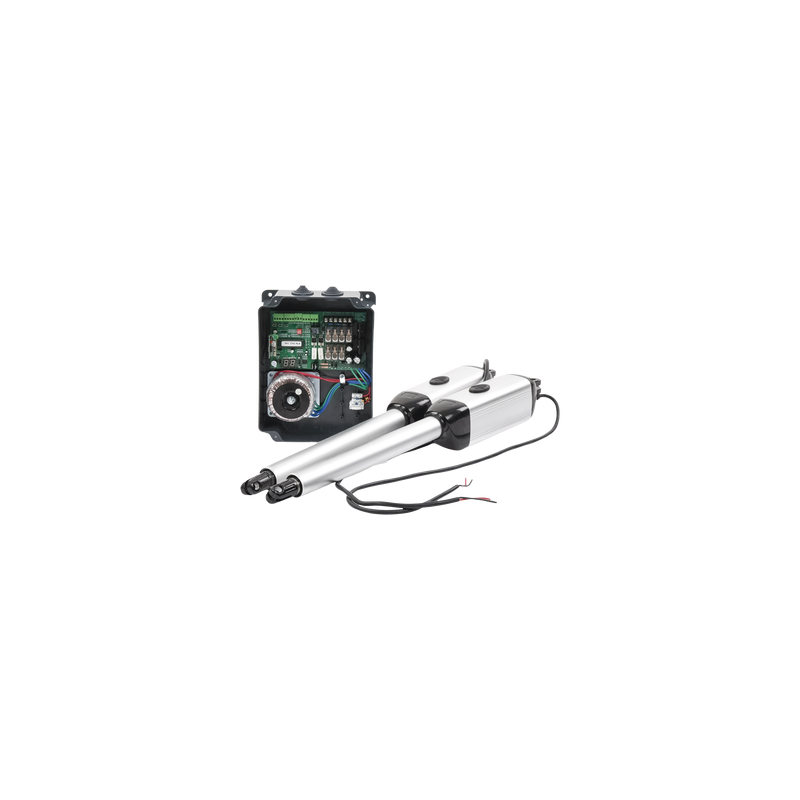 Kit de brazos para automatizar portones vehiculares abatibles de 2 hojas/ 3 Mts / 300 Kg / Uso solo residencial / Compatible con respaldo de energía 