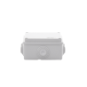 Caja de derivación de PVC Auto-extinguible con 6 entradas, tapa atornillada, 100x100x50 MM, (Medidas internas, mayor área permisible para e cable, Para exterior (IP55)