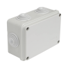 Caja de derivación de PVC Auto-extinguible con 6 entradas, tapa atornillada, 120 x 80 x 50 mm (4.74 x 3.15 x 1.97 in), Para Exterior (IP55)