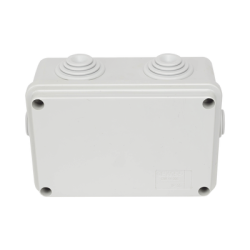 Caja de derivación de PVC Auto-extinguible con 6 entradas, tapa atornillada, 120 x 80 x 50 mm (4.74 x 3.15 x 1.97 in), Para Exterior (IP55)