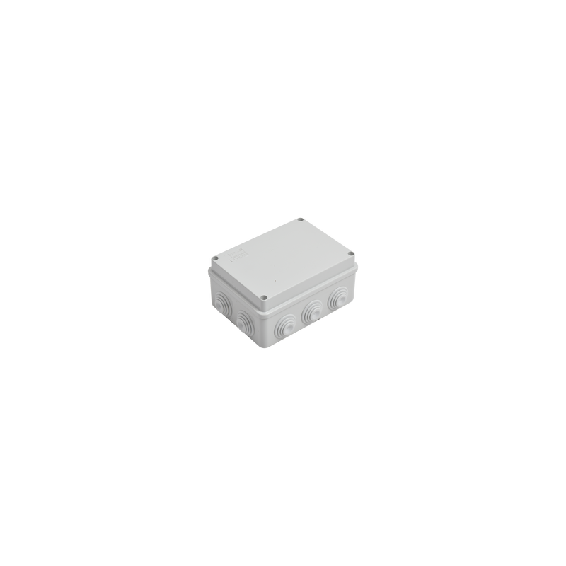 Caja de derivación de PVC Auto-extinguible con 10 entradas, tapa atornillada, 150x110x70 MM, Para Exterior (IP55)