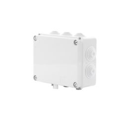 Caja de derivación de PVC Auto-extinguible con 10 entradas, tapa atornillada, 190 x 140 x 70 MM, Para Exterior (IP55)