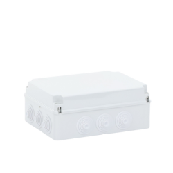 Caja de derivación de PVC Auto-extinguible con 12 entradas, tapa atornillada, 300x220x120 MM, Para Exterior (IP55)