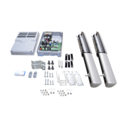 Kit de brazos para automatizar portones vehiculares abatibles de 2 hojas / 3 m / 400 kg / Uso residencial / Compatible con respaldo de energía 