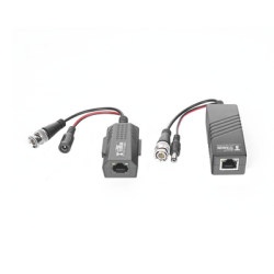 Kit de transceptores activos TURBO HD. Convierte 36/24 Vcc a 12 Vcc regulados, a través de cable  UTP Cat5e / 6. Transmision de 200 m (Revisar tabla de resoluciones ) 