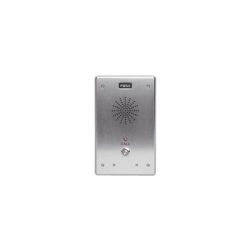 Intercomunicador IP, 2 líneas SIP, 2 relevadores con botón para llamada, anti-vandálico, IP65 e IK10, PoE