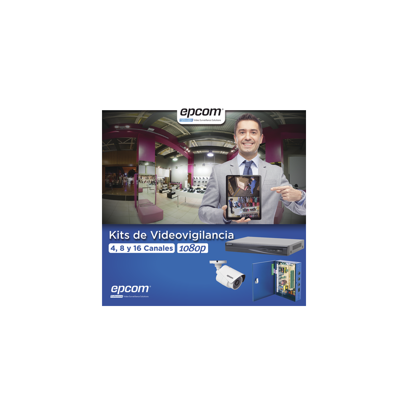 KIT TurboHD 1080p / DVR 16 Canales / 16 Cámaras Bala (exterior 2.8 mm) / Transceptores / Conectores / Fuente de Poder Profesional