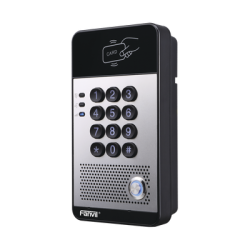 Audio Portero IP con 2 líneas SIP, relevador integrado, teclado numérico y lectora de tarjetas RFID para control de acceso, PoE