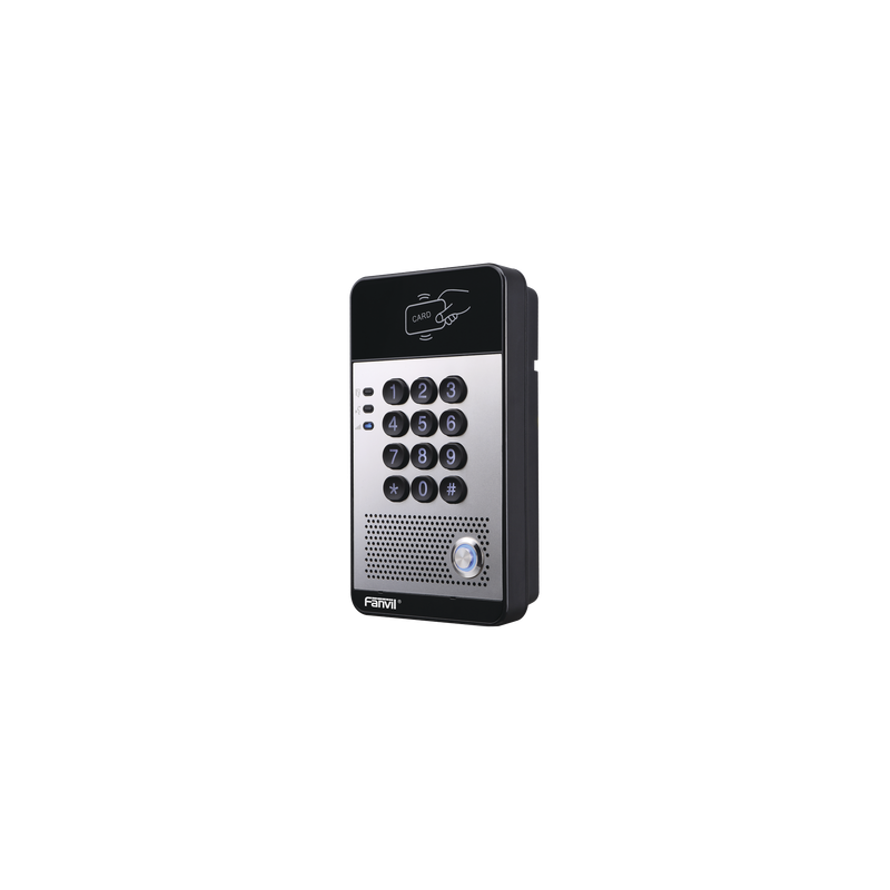 Audio Portero IP con 2 líneas SIP, relevador integrado, teclado numérico y lectora de tarjetas RFID para control de acceso, PoE