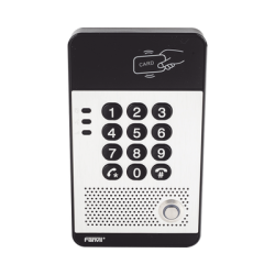Audio Portero IP con 2 líneas SIP, relevador integrado, teclado numérico y lectora de tarjetas RFID para control de acceso, PoE