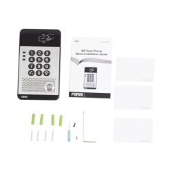 Audio Portero IP con 2 líneas SIP, relevador integrado, teclado numérico y lectora de tarjetas RFID para control de acceso, PoE
