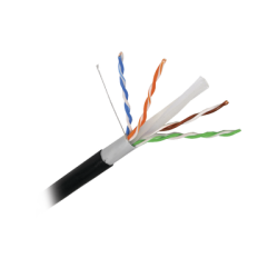 Cable Cat6+ CALIBRE 23, UTP, Intemperie con GEL DOBLE CHAQUETA, ETL, UL, color negro de 305 Metros, para Climas EXTREMOS