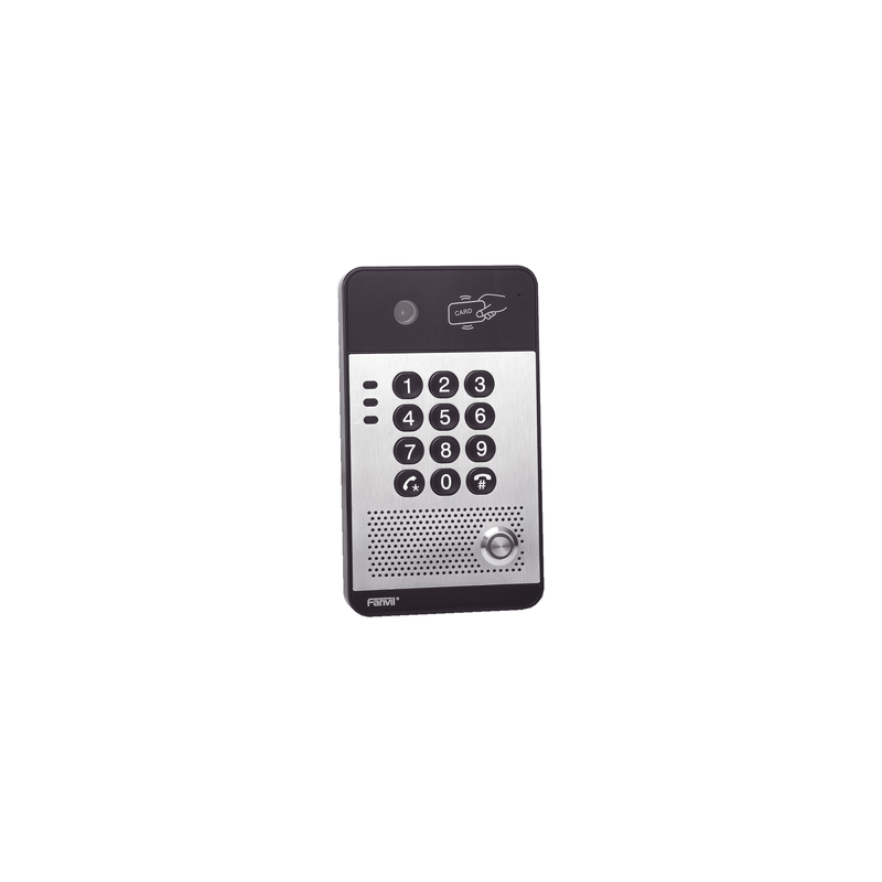 Vídeo Portero IP con 2 líneas SIP, cámara HD, relevador integrado, teclado numérico y lectora de tarjetas RFID para control de acceso, PoE