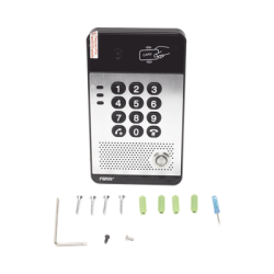 Vídeo Portero IP con 2 líneas SIP, cámara HD, relevador integrado, teclado numérico y lectora de tarjetas RFID para control de acceso, PoE