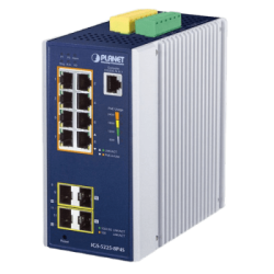 Switch Industrial Administrable Capa2, 8 Puertos Gigabit con PoE+ 802.3at, 2 Puertos SFP de 100/1G y 2 Puertos SFP de 100/1G/2.5G