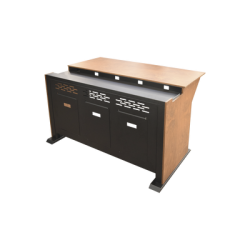 Consola Profesional para Monitoreo | Con Porta PC | Con Tomacorriente | Tapas Removibles | Color Negro y Nogal con Veta | Lamina de Acero Rolado Calibre 18 | Pintura en Polvo Electrostática.