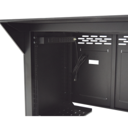 Escritorio Estación Mobiliaria Profesional de Monitoreo y Control / Videovigilancia / Acceso / Alarmas / Etc... / Metal Negro y Madera Tono Oscuro