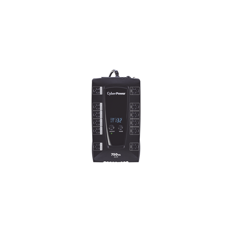 UPS de 750 VA/450 W, Topología Línea Interactiva, Entrada 120 Vca NEMA 5-15P, Tipo Gabinete Compacto, Con 12 Tomas NEMA 5-15R