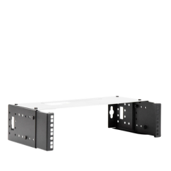 Rack Abierto de montaje en Pared, de 19in,  Profundidad Ajustable (8" a 12") de 2.5  Unidades de rack, con Capacidad de Crecimiento.