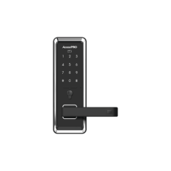 Cerradura inteligente con teclado Touch Screen, Apertura con tarjeta Mifare /Contraseña y Llave de emergencia de diseño compacto para puertas de perilla simple
