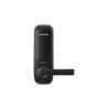 Cerradura inteligente con teclado Touch Screen, Apertura con tarjeta Mifare /Contraseña y Llave de emergencia de diseño compacto para puertas de perilla simple