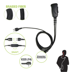 Micrófono con cable de fibra trenzada serie SNAP compatible con VERTEX VX-160/180/210/230/231/350/354/400/410/424/427.