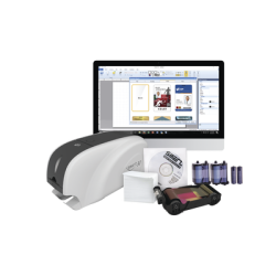 Kit Impresora de tarjetas PVC/ Una Cara /incluye: 2 x Ribbons, 100 Tarjetas PVC, Software, Kit Limpieza, Garantia 3 Años, Mascara de Seguridad UV