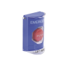 Botón Multipropósito, Color Azul, De Superficie, Con Tapa De Policarbonato, Con Bocina Pre Alarma, Para Interior, Llave Para Restablecer, Texto De Emergencia, Ingles