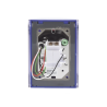 Botón Multipropósito, Color Azul, De Superficie, Con Tapa De Policarbonato, Con Bocina Pre Alarma, Para Interior, Llave Para Restablecer, Texto De Emergencia, Ingles