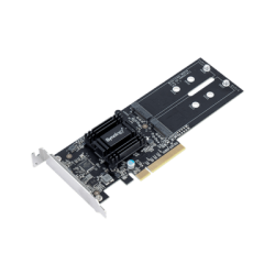 Tarjeta de Expansión M2D18 | PCIe 2.0 x8 | Compatible con NVMe y SATA SSD | 2 Ranuras M-key | Perfil Bajo y Altura Completa | Garantía de 3 Años.