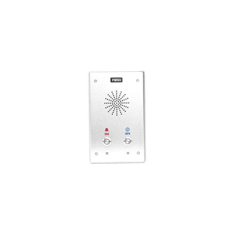 Intercomunicador IP, 2 líneas SIP, 2 relevadores con 2 botónes para llamada, anti-vandálico, IP65 e IK10, PoE