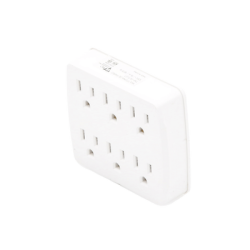 Multicontacto para pared con 6 contactos color blanco,125 V /15 A