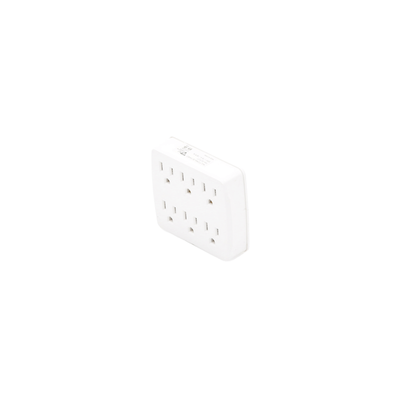 Multicontacto para pared con 6 contactos color blanco,125 V /15 A