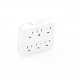 Multicontacto para pared con 6 contactos color blanco,125 V /15 A