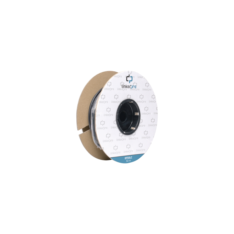 Carrete de Fibra Óptica Monomodo con Conectores LC-LC Duplex, Reforzada con Kevlar, de 50 metros, Para instalaciones subterráneas por tubería