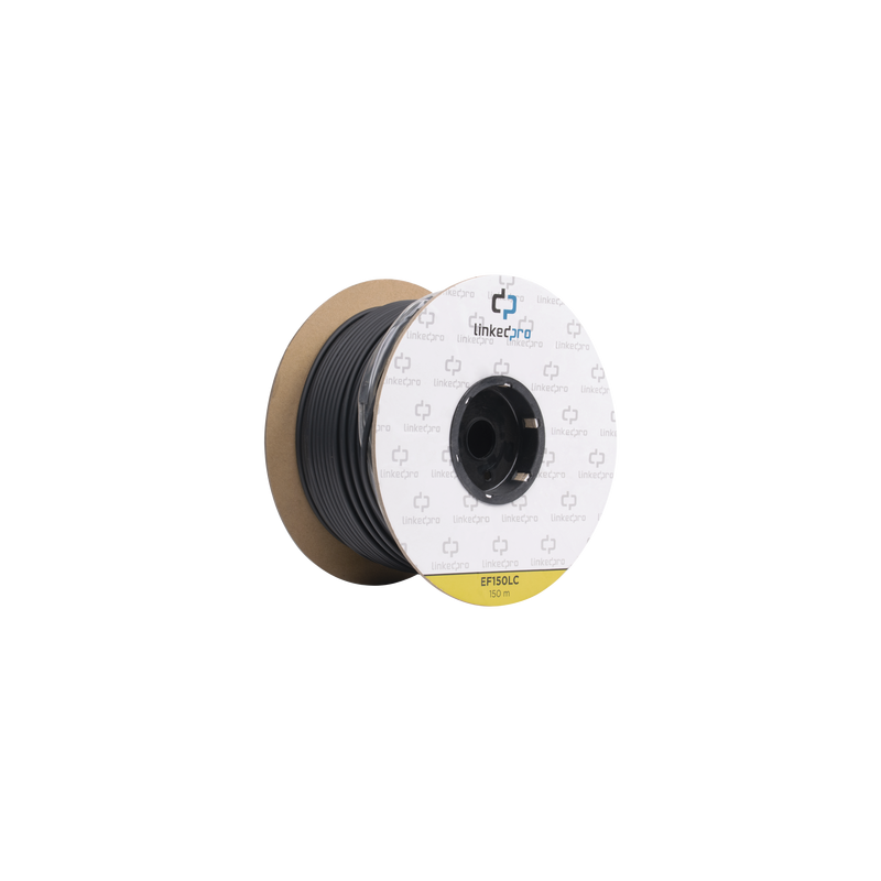 Carrete de Fibra Óptica Monomodo con conectores LC-LC Duplex, Reforzada con Kevlar, de 150 metros, Para instalaciones subterráneas por tubería