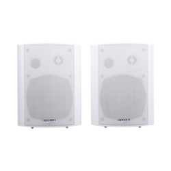 Altavoces Amplificada de Montaje en Pared 5"+1.5" | RMS 20W@8ohms y Pasivo 20W | Material ABS | Reja Metálica | Bracket de Metal | Color Blanco