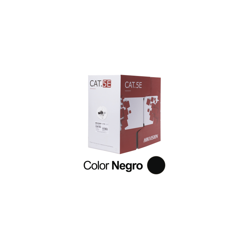 Bobina de Cable UTP 305 Mts / Cat 5E (24 AWG) / Color Negro / PE / Uso en Exterior / 100% Cobre / Aplicaciones de CCTV, Redes de Datos y Enlaces Inalámbricos