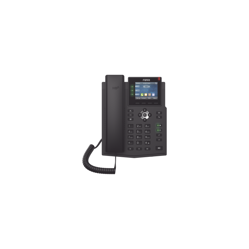 Teléfono IP Empresarial con Estándares Europeos, 6 lineas SIP con pantalla LCD a color, puertos Gigabit, IPv6, Opus y conferencia de 3 vías, PoE/DC 