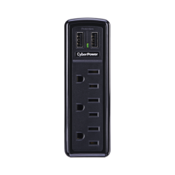 Multicontacto con Supresor de Picos de Pared, Voltaje de Entrada 125 Vca NEMA 5-15P,  Con 3 Salidas NEMA 5-15R, 2 Puertos de Carga USB, 918 Joules